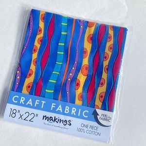 New Sealed Makings Craft Fabric 18" X 22" Fab-Royal Stripe One Piece 100% Cotton